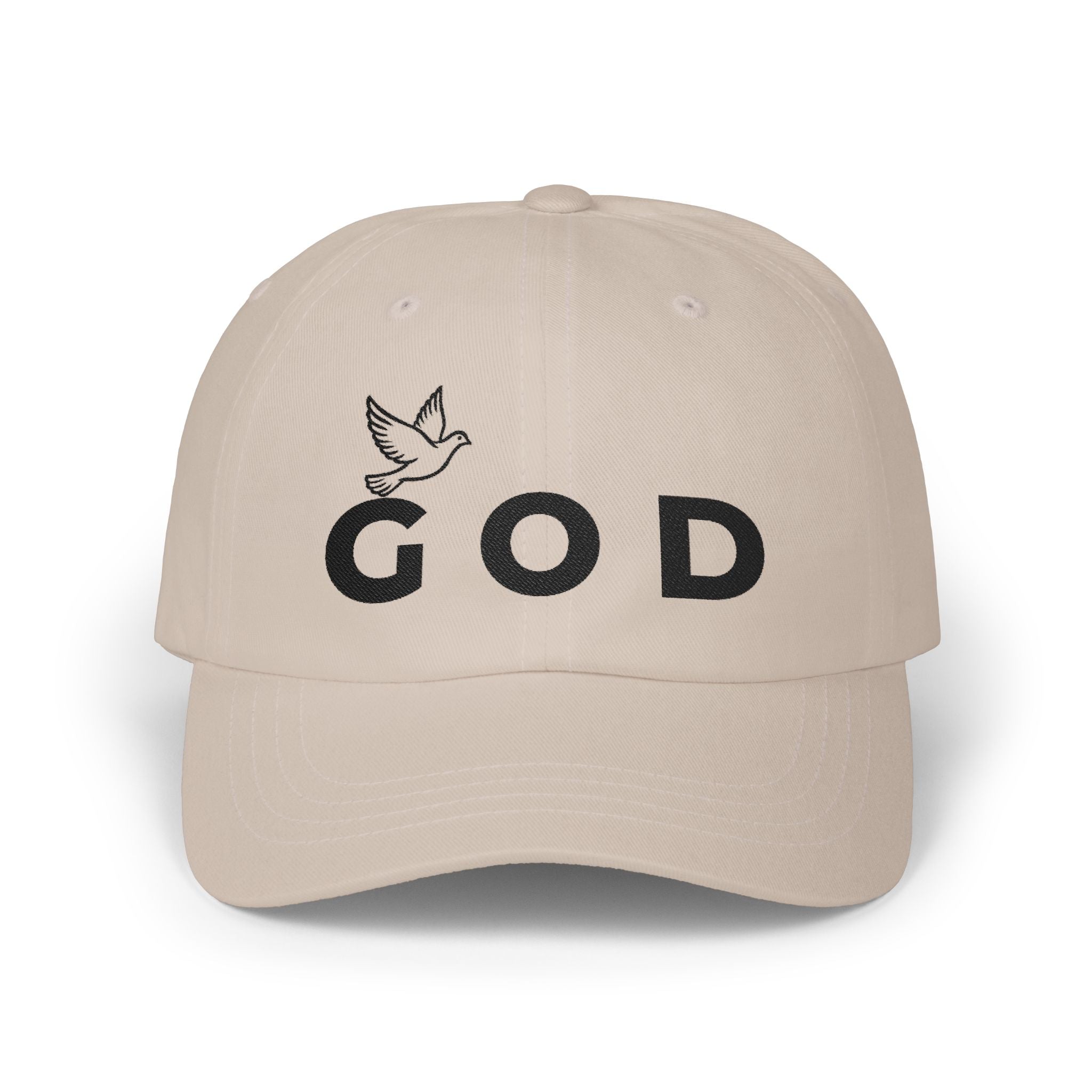 GOD Embroidered Dad Cap — Minimal Christian Baseball Hat (Heavenly Grace Collective)