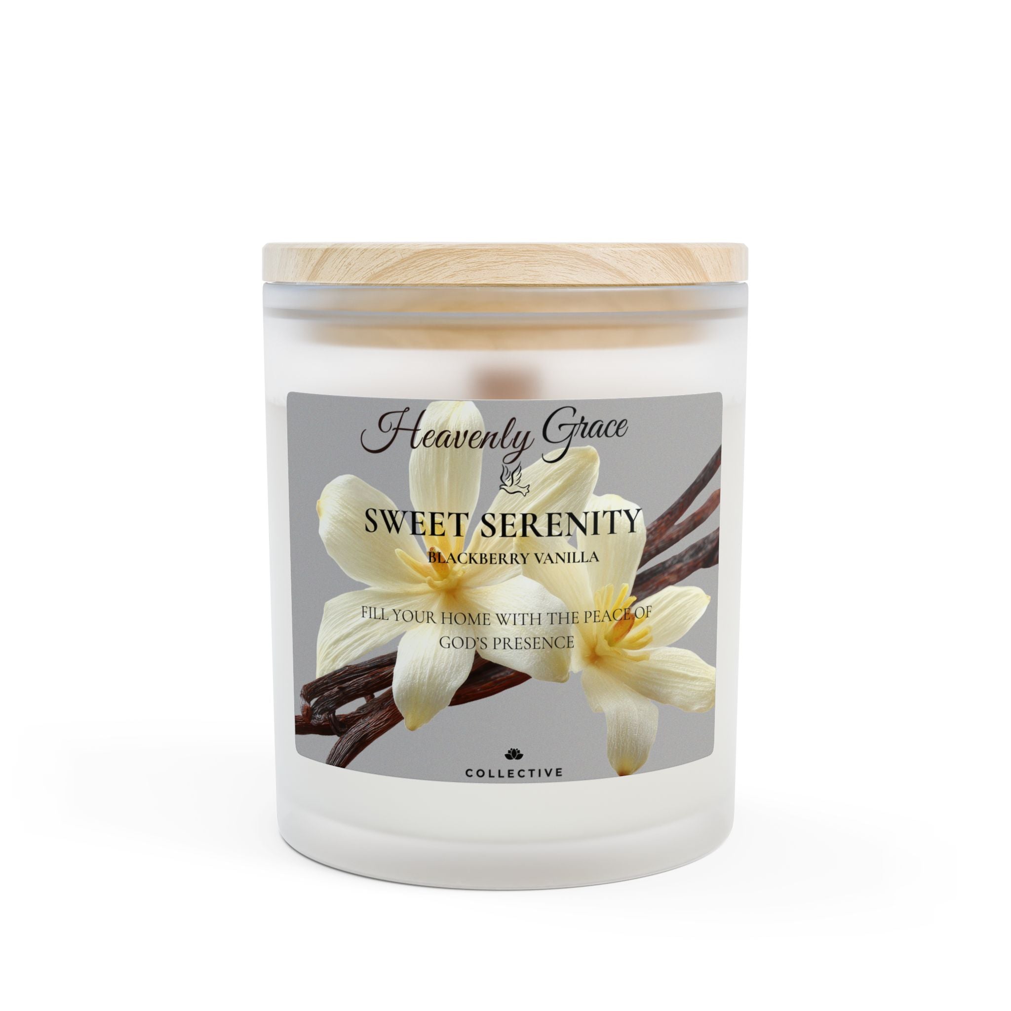 Vanilla Sweet Serenity Frosted Glass Candle — 11oz Aromatherapy Soy Candle