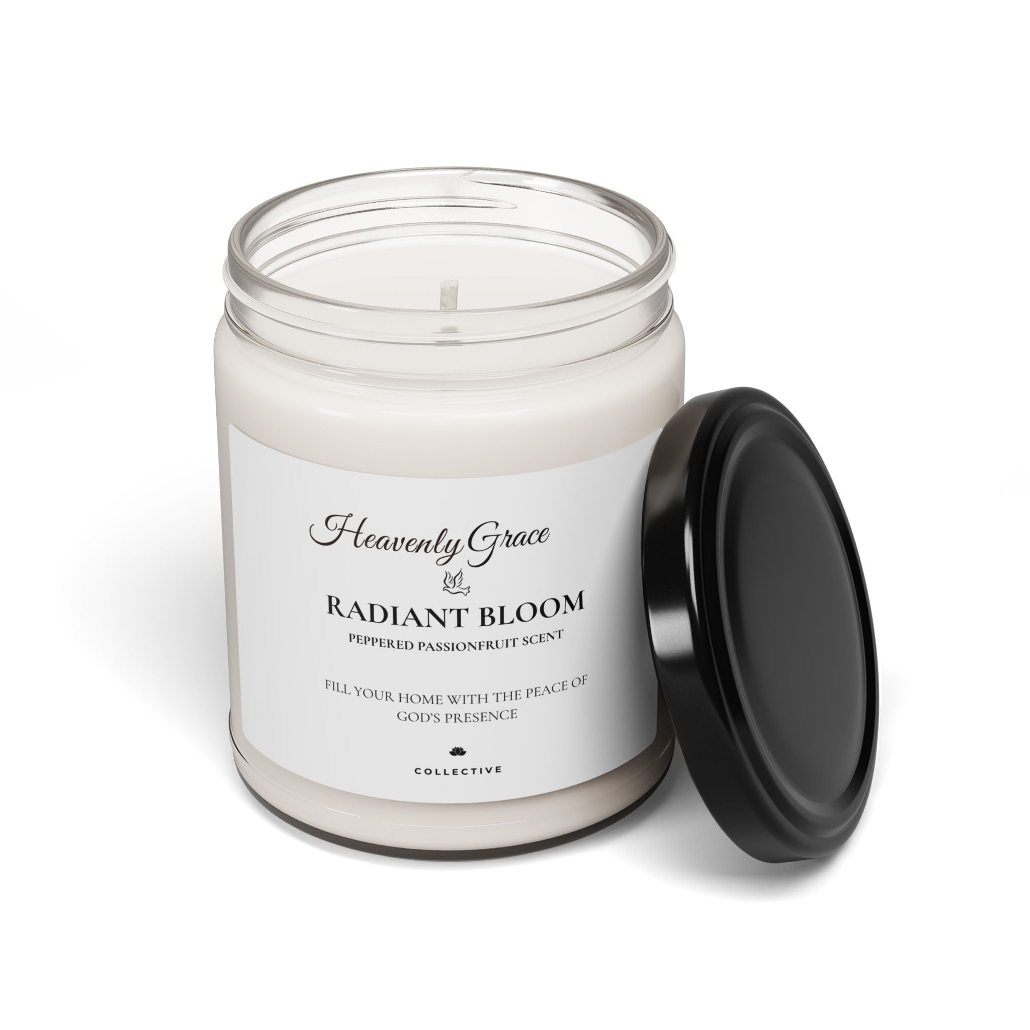 Radiant Bloom Scented Soy Candle — 9oz Peppered Passionfruit Fragrance