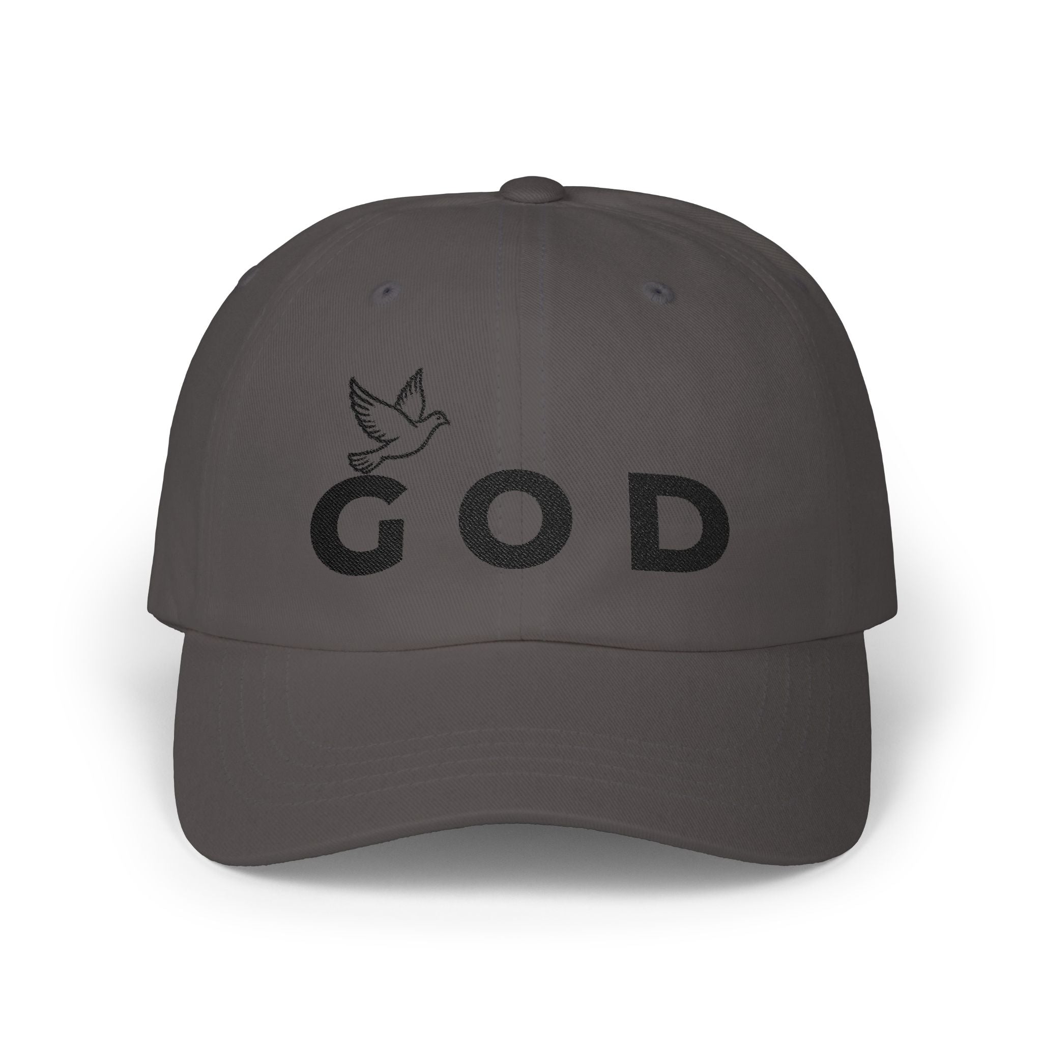 GOD Embroidered Dad Cap — Minimal Christian Baseball Hat (Heavenly Grace Collective)