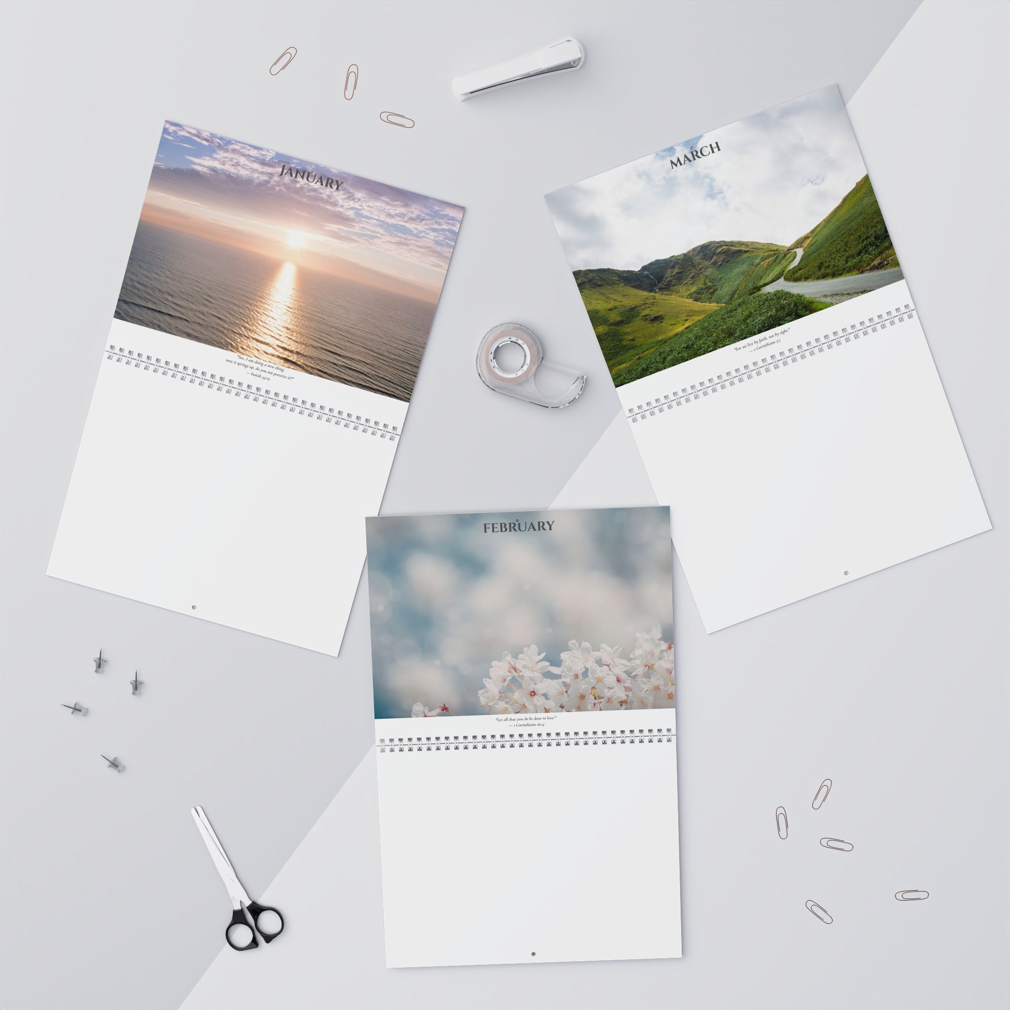 Ocean Sunrise Wall Calendar — 12-Month Scenic Monthly Calendar