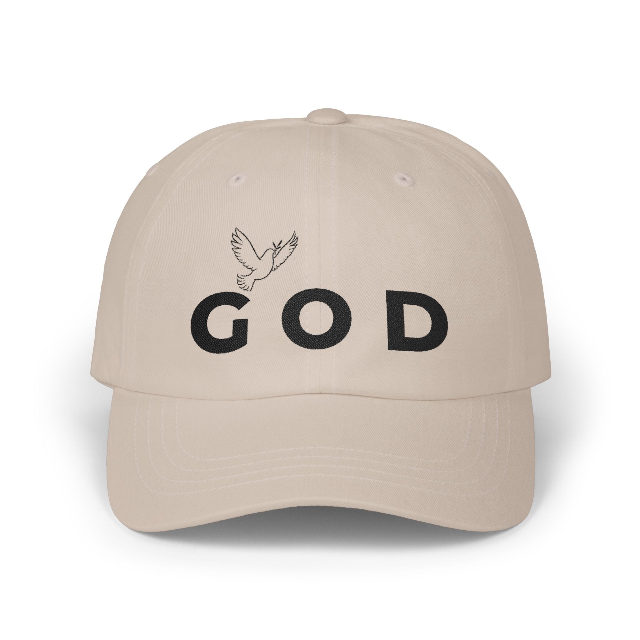 GOD Embroidered Dad Cap — Minimal Christian Baseball Hat (Heavenly Grace Collective)