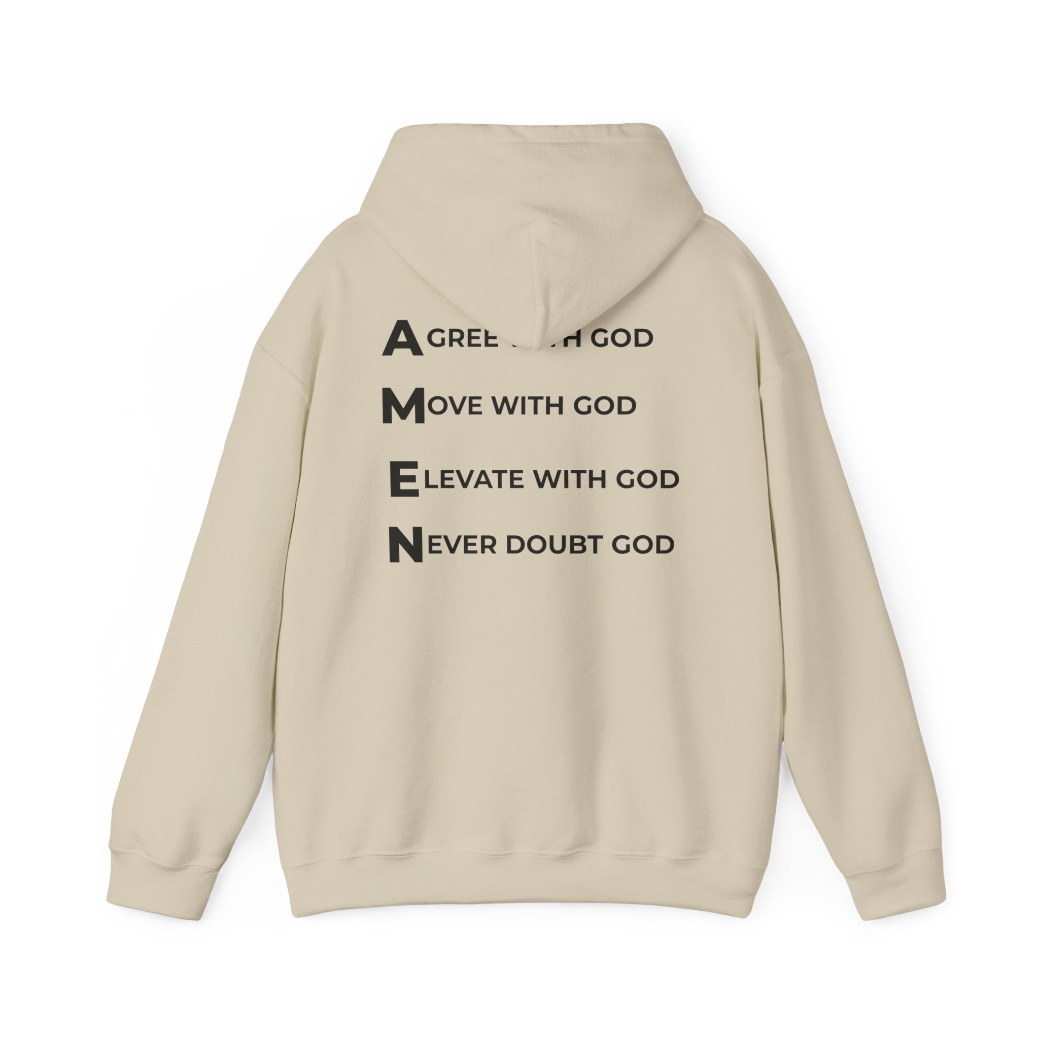 GOD Collective Hoodie — AMEN Back Message Christian Faith Pullover