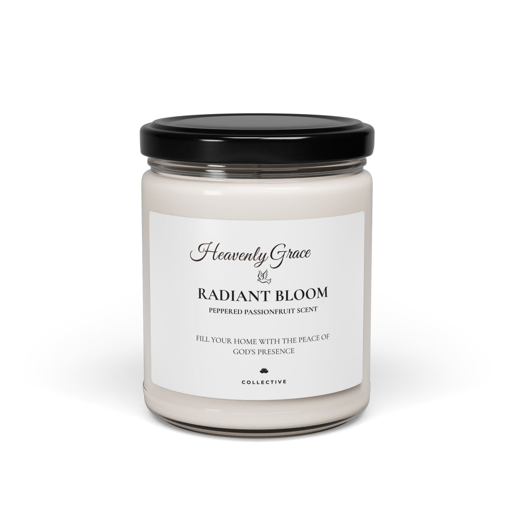 Radiant Bloom Scented Soy Candle — 9oz Peppered Passionfruit Fragrance
