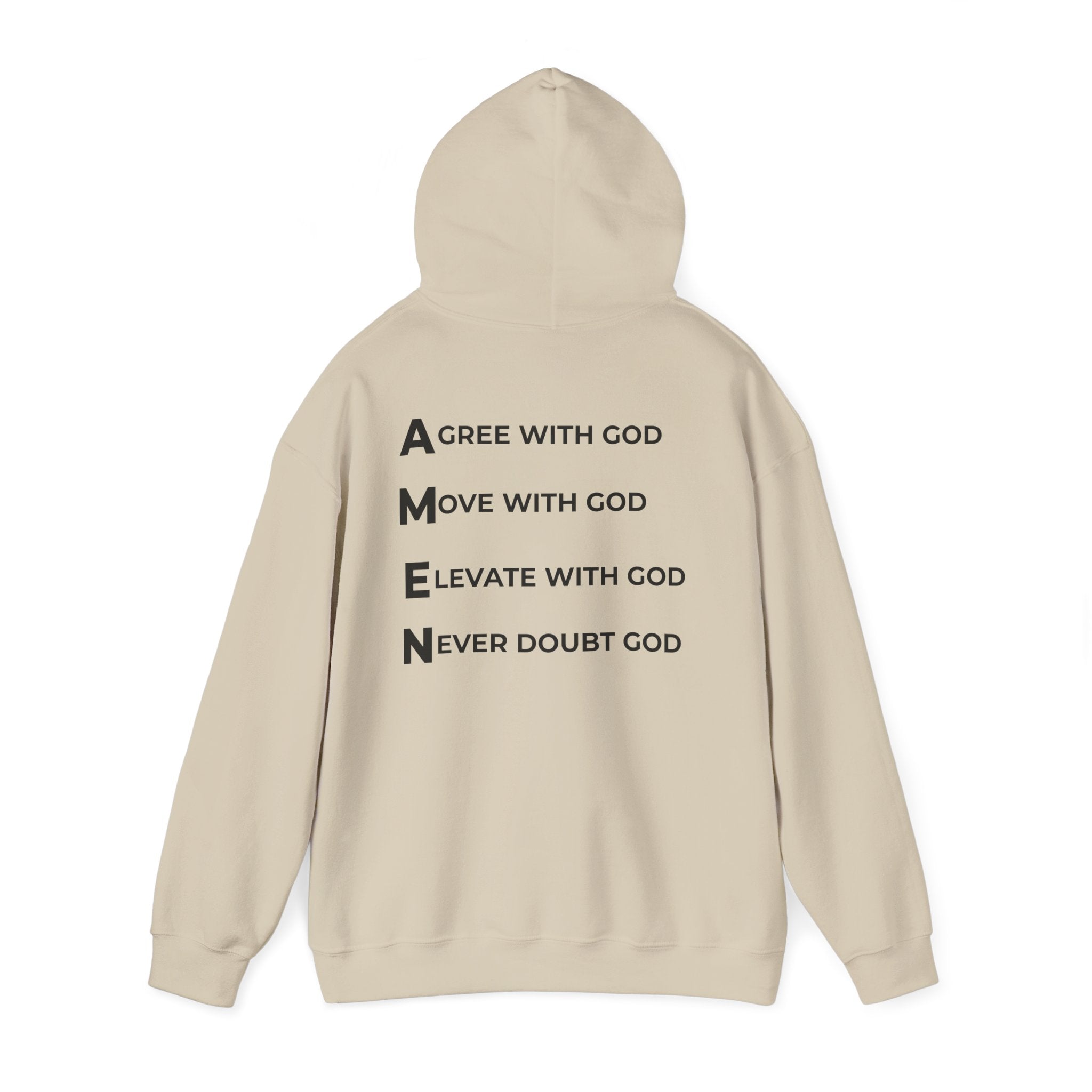 GOD Collective Hoodie — AMEN Back Message Christian Faith Pullover
