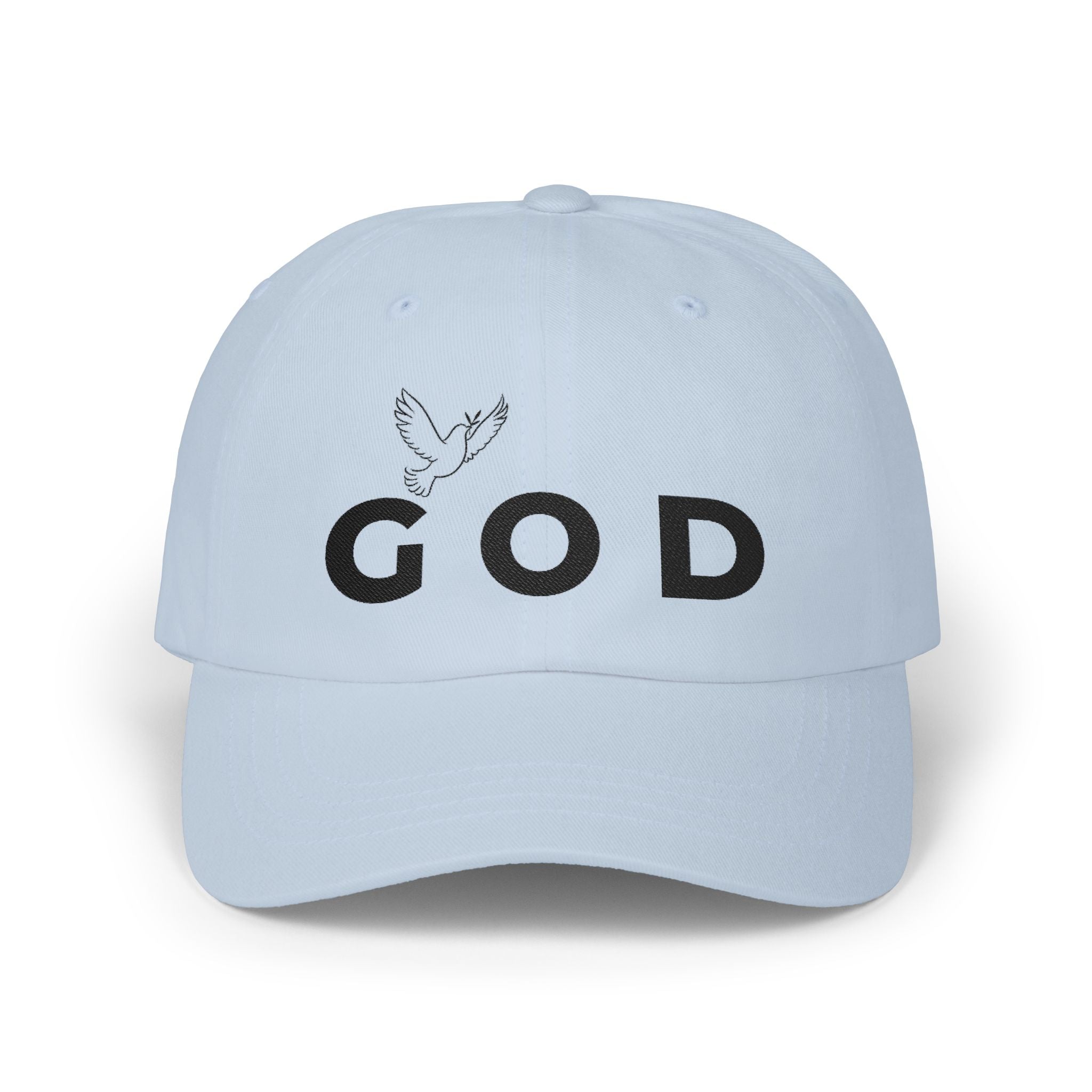 GOD Embroidered Dad Cap — Minimal Christian Baseball Hat (Heavenly Grace Collective)