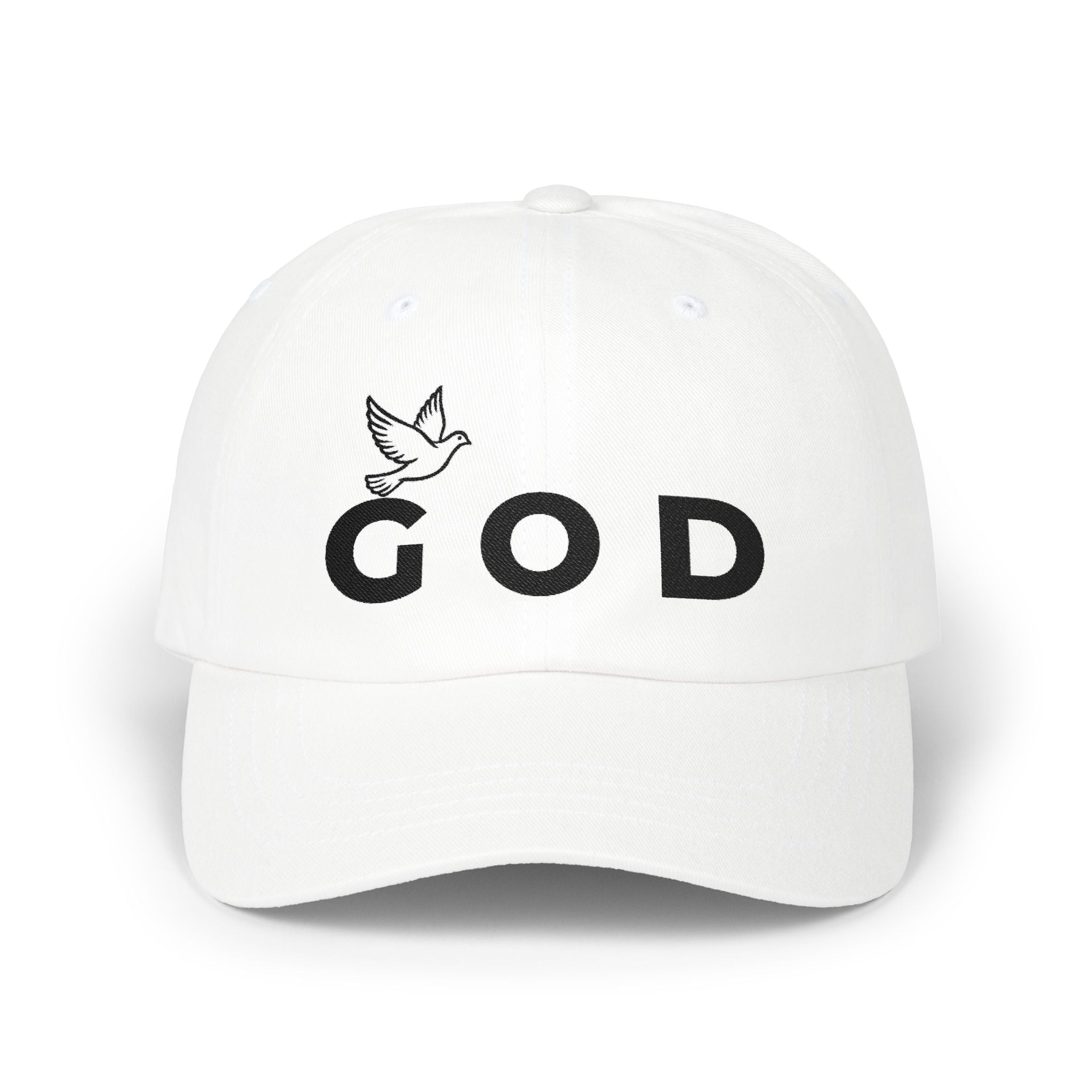 GOD Embroidered Dad Cap — Minimal Christian Baseball Hat (Heavenly Grace Collective)