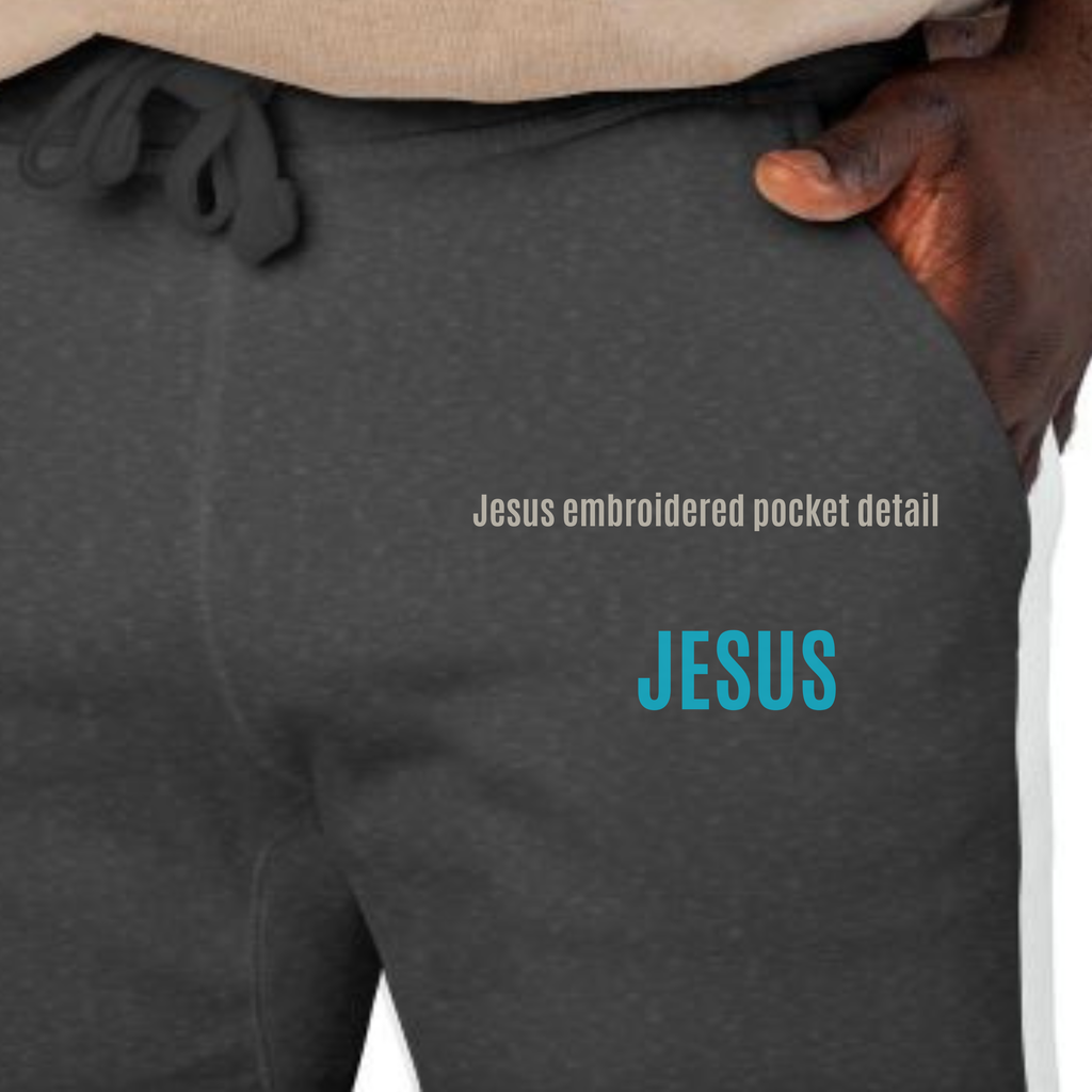 Heavenly Grace “JESUS” Embroidered Joggers – Faith Streetwear Sweatpants