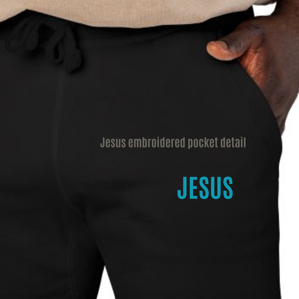 Heavenly Grace “JESUS” Embroidered Joggers – Faith Streetwear Sweatpants