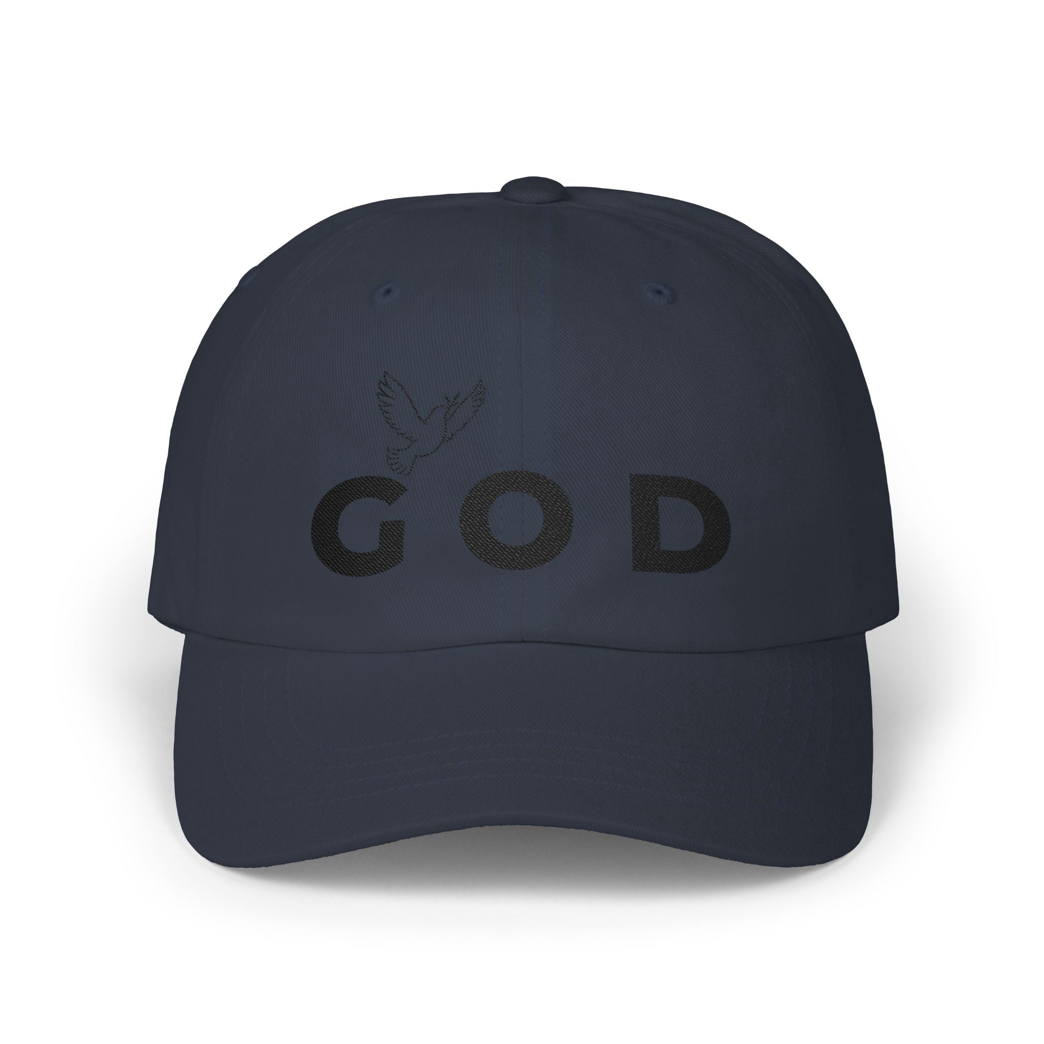 GOD Embroidered Dad Cap — Minimal Christian Baseball Hat (Heavenly Grace Collective)