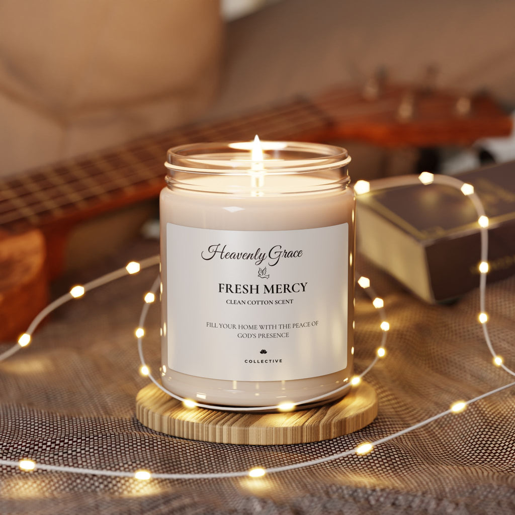 Soy Candle — Fresh Mercy Clean Cotton Scent (9oz)