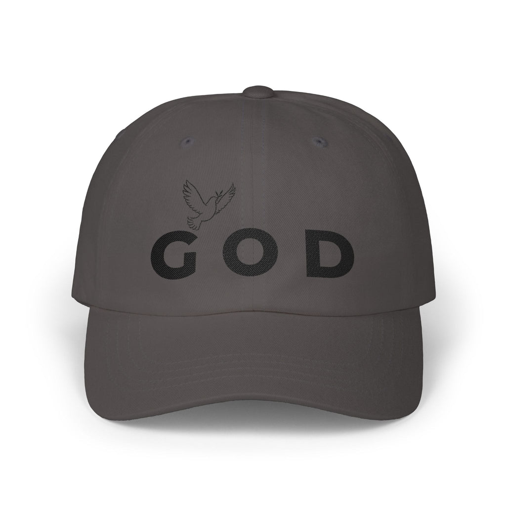 GOD Embroidered Dad Cap — Minimal Christian Baseball Hat (Heavenly Grace Collective)