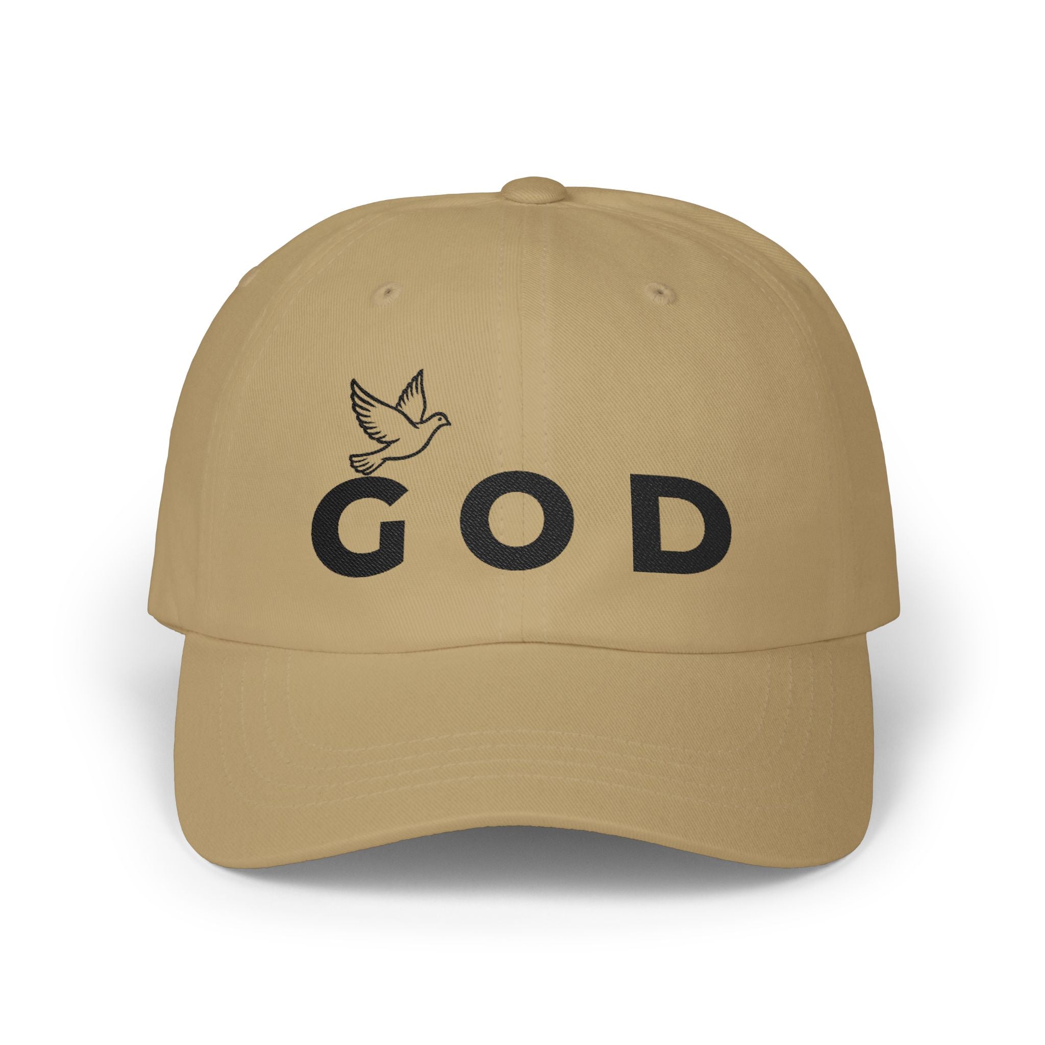 GOD Embroidered Dad Cap — Minimal Christian Baseball Hat (Heavenly Grace Collective)