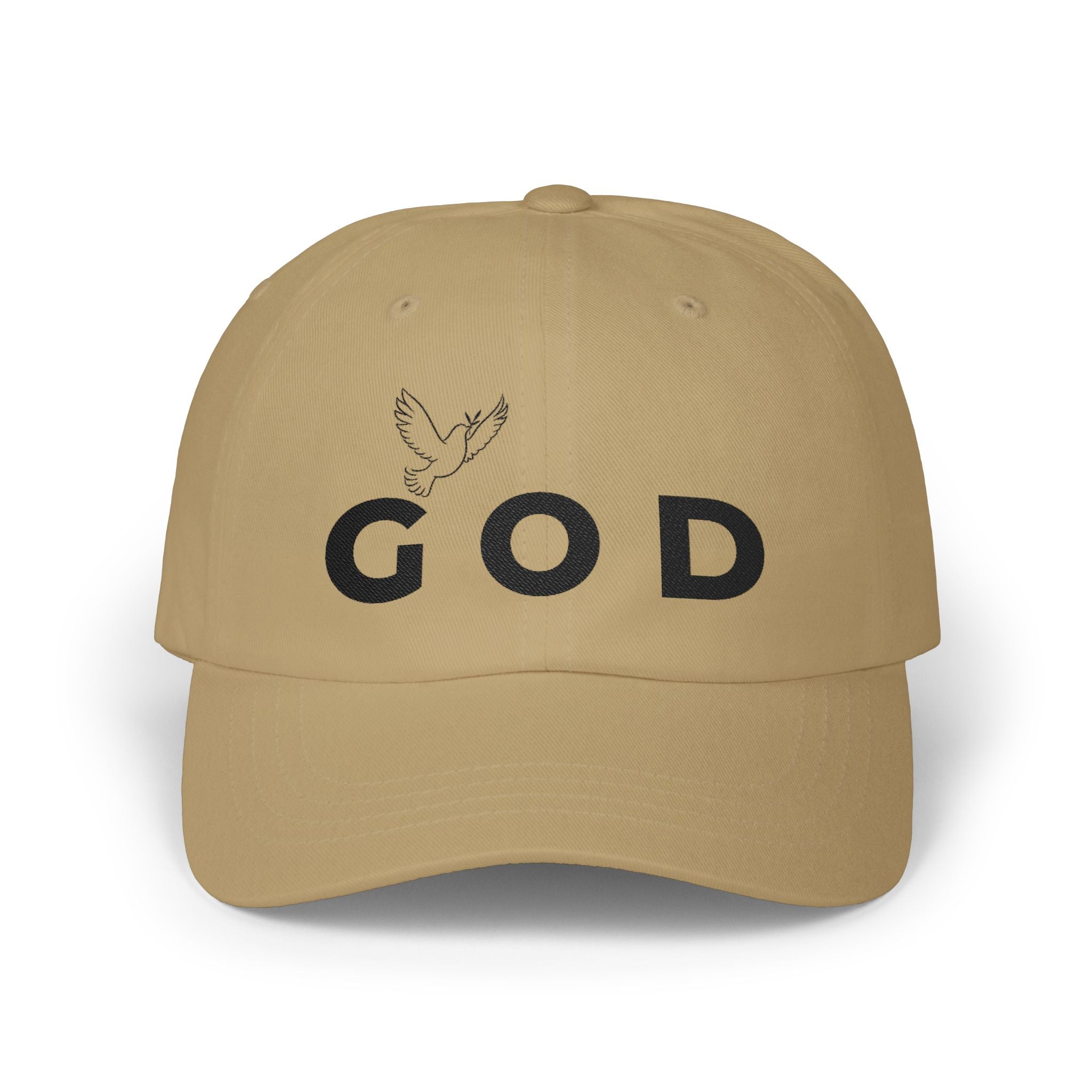GOD Embroidered Dad Cap — Minimal Christian Baseball Hat (Heavenly Grace Collective)