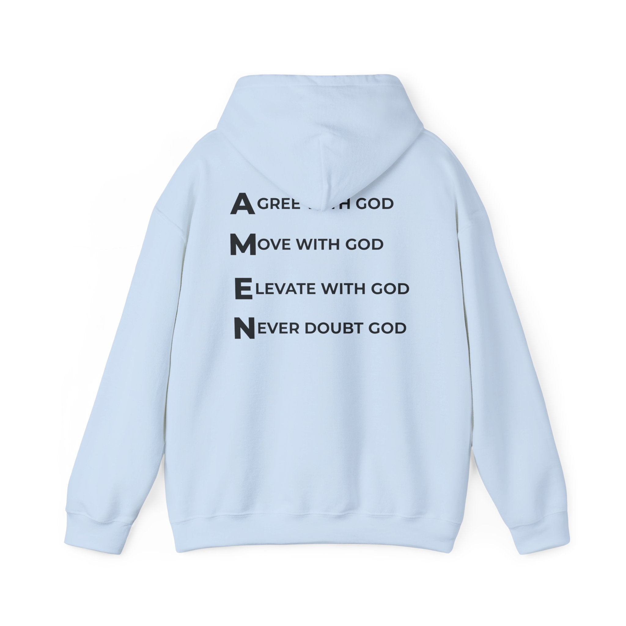 GOD Collective Hoodie — AMEN Back Message Christian Faith Pullover